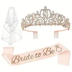 GENERICO - BANDA DE DESPEDIDA DE SOLTERA + VELO DE NOVIA+ CORONA