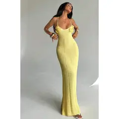 GENERICO - VESTIDO TEJIDO PARA PLAYA AMARILLO