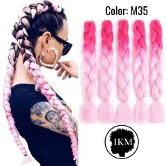 GENERICO - Kanekalon para Extensiones y Trenzas Africanas en fucsia con rosa