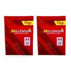 MILLENIUM - 2 Papel Bond A4 75gr Paquete 500 hojas Útiles De Oficina -