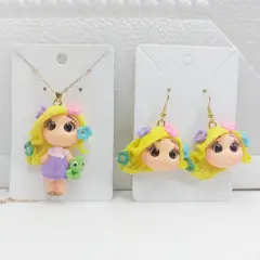 GENERICO - SET NIÑA DE ARETES + COLLAR RAPUNZEL -  ACCESORIOS DANIELA SAC