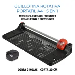 GENERICO - Guillotina de Papel Rotativa A4 Portatil Modelo 5 en 1