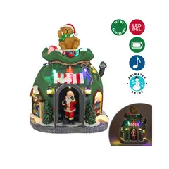 GENERICO - Casa navideña con luces y sonido en forma de regalo