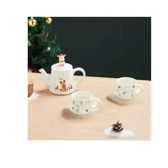 GENERICO - SET DE TÉ DE CERAMICA CON TEMATICA NAVIDEÑA