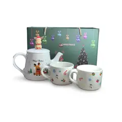 GENERICO - SET DE TÉ DE CERAMICA CON TEMATICA NAVIDEÑA PREMIUM