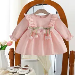 GENERICO - VESTIDO PARA NIÑA BEBE DETALLE DE PETALO DE ROSAS
