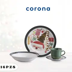 CORONA - Juego de Vajilla Navideña Santa Dream Hogar x16 piezas