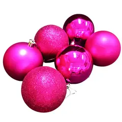 GENERICO - BOLAS ESFERAS DE NAVIDAD 12 UNIDADES DE 6CM FUCSIA