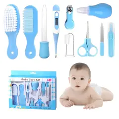 GENERICO - Kit de Higiene para Bebés Cortauñas Peine Cepillo Baby Care 10 piezas Celeste