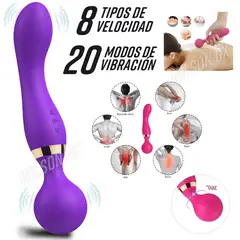 GENERICO - Masajeador 2 en 1 Vibrador Multiuso Intimo Consolador 8 velocidades