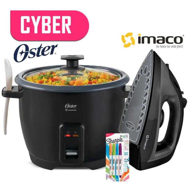 Olla Arrocera 10 tazas CKSTRCB10DFBLK mas Plancha imaco Negro