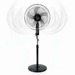 GENERICO - Ventilador Pedestal Moderno de 16 45W 5 Aspas y 3 Velocidades Negro