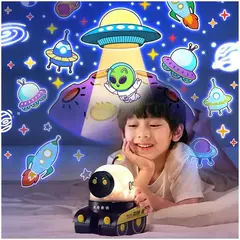 GENERICO - Robot Lámpara Proyector de Estrellas Galaxia Luces con Música para Niños
