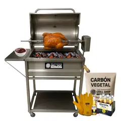 THE GRILL SHOP - Parrilla Mediana Con Tapa Full Acero Inoxidable con motor