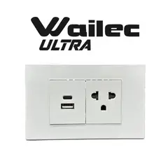 WAILEC - PACK X 10UND TOMA SIMPLE CON LINEA TIERRA USB