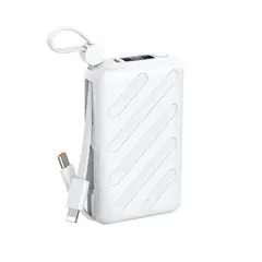 REMAX - Power Bank 10000mAh 20W FC-08 Con Cables Integrados Lightning y Tipo-C Blanco