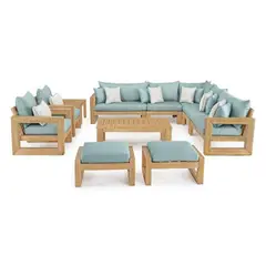 DMUEBLES - Sala seccional terraza Mobiliari Ely XL 1+1+2 bancas + mesa turquesa