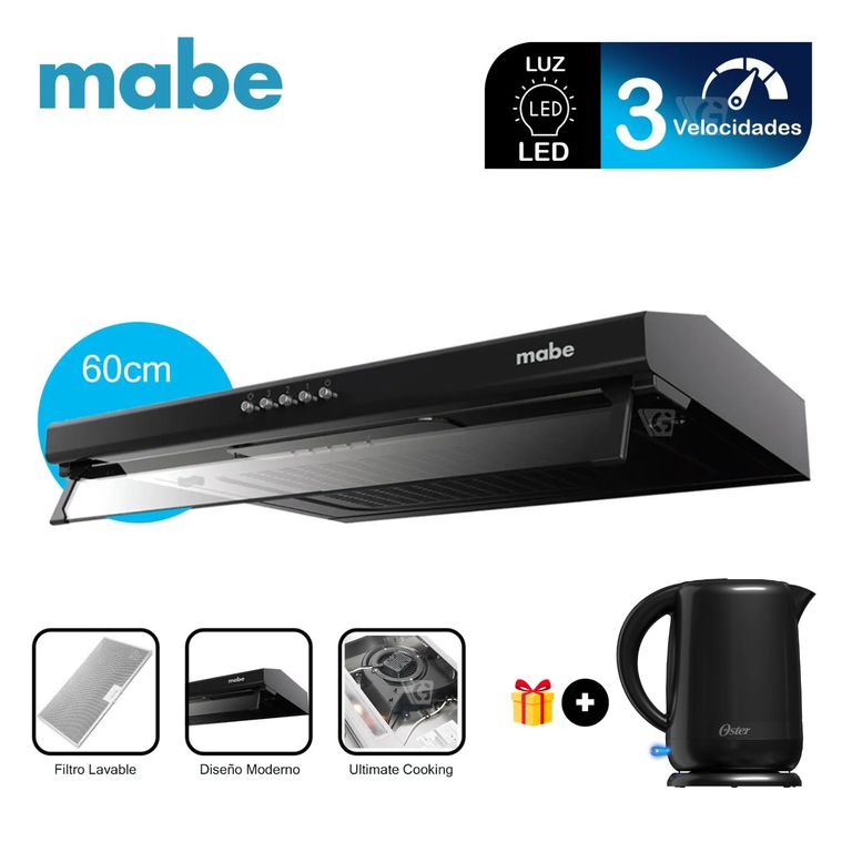 Campana Extractora CMU6020PB0 60cm Negro + Hervidor Oster