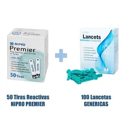 NIPRO - TIRAS REACTIVAS PREMIER CAJA X 50 UNIDADES MAS 100 LANCETAS