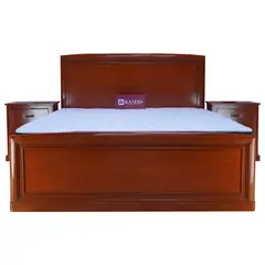 KAMAS - DORMITORIO KING SARKI DE MADERA CEDRO CON CABECERA PEDESTAL Y 2 VELADORES