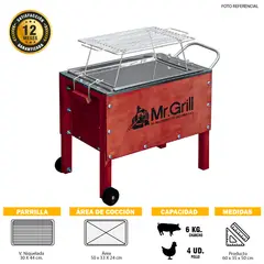 MR GRILL - Caja China Mediana Junior Marrón oscuro Galvanizada + Parrilla Varillas