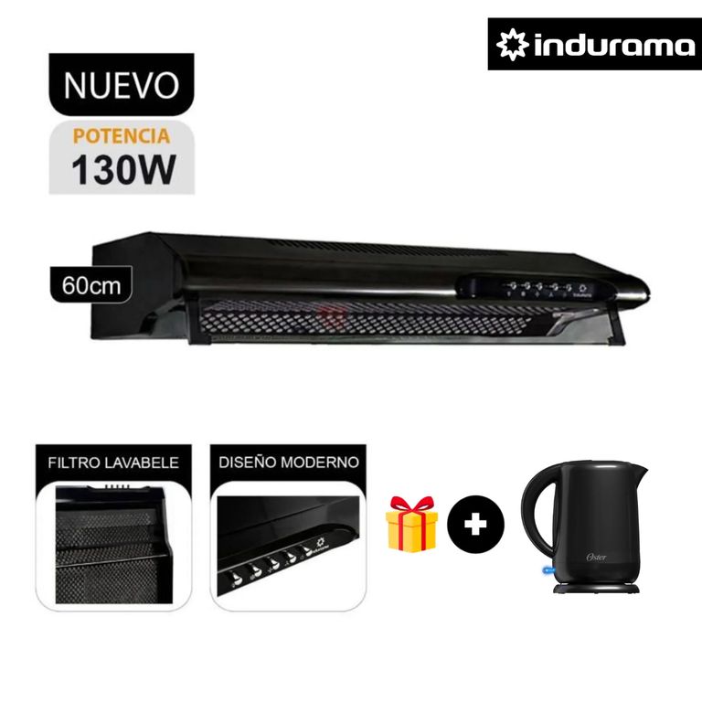CAMPANA EXTRACTORA - CEI-602NE 3 VELOCIDADES 60CM NEGRO