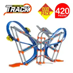 MAGNETICS - Pista de carrera magnética 210pz antigravedad dino MAGNETIC TRACK DÚO PACK 420pz