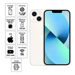 APPLE - IPHONE 13 128GB NUEVO CHIP FISICO - COLOR BLANCO