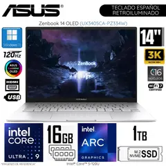 ASUS - Laptop Zenbook 14 UX3405CA-PZ334W Intel Core Ultra 9 -285H 16GB RAM 1TB SSD 14" 3K OLED WIN 11