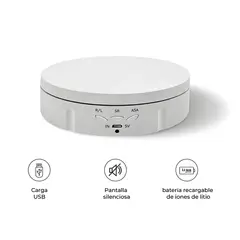 S&T - Soporte de Exhibición Giratorio Eléctrico 360° Blanco Recargable