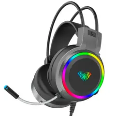 AULA - Audifono S608 RGB Stereo Sound Black 35mm + USB