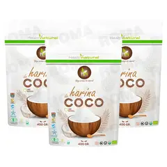 HEALTHNATURAL - PACK 3 HARINA DE COCO EN POLVO 400G