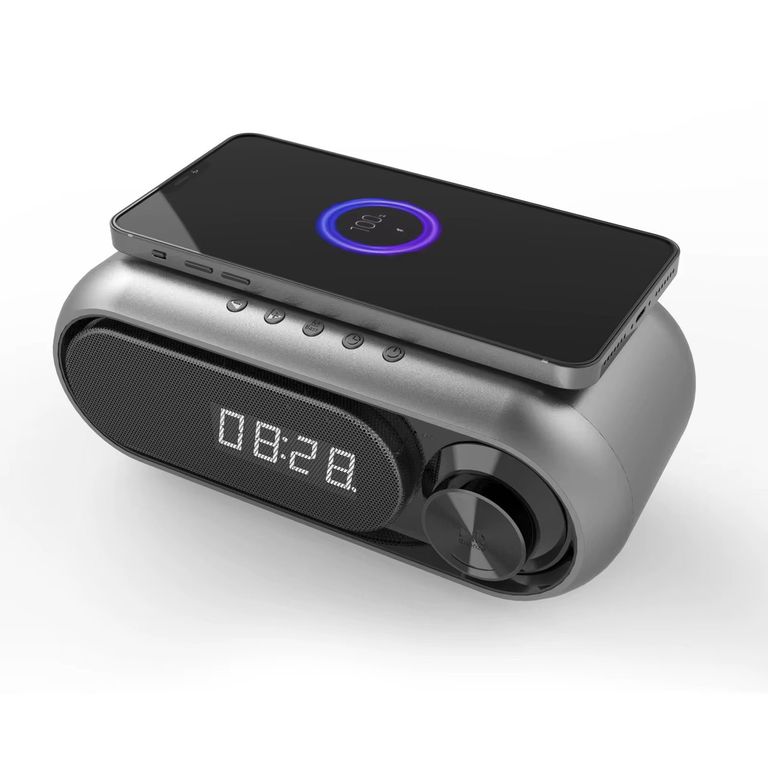 Parlante Cargador Magsafe con reloj radio y alarma