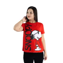 SNOOPY - Polo Rojo Mujer Algodón Manga Corta