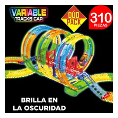 VT - Pista de carrera luminosa flexible 155pz VARIABLE TRACK. DÚO PACK 310 piezas