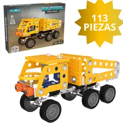 GENERICO - Juguete Set de Construcción Metálica Camiones de Obra 113 Piezas Amarillo