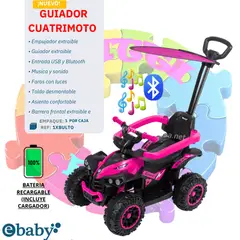 EBABY - NUEVO GUIADOR CUATRIMOTO MUSICAL CON LUCES Y SOMBRILLA - ROSADO