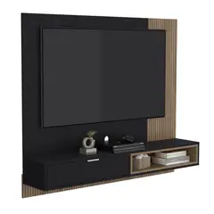 FMFURNITURE - Panel De Tv 60" Negro 1 Puerta 130x150 Cm