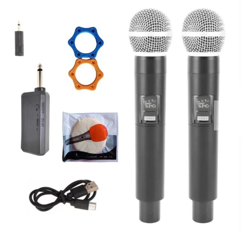 Micrófono Inalámbricos Recargables Dobles Karaoke Wireless UHF GE5-2