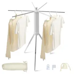 EVERSO - Perchero Plegable Con 16 Barras Extensibles. Blanco