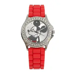 DISNEY - Reloj Mujer Mickey Mouse Analógico Silicona Piedras MK1232