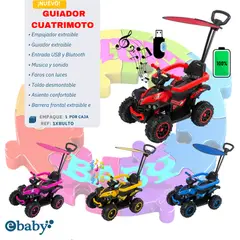 EBABY - NUEVO GUIADOR CUATRIMOTO MUSICAL CON LUCES Y SOMBRILLA - ROJO