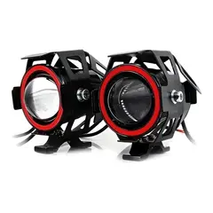 KOBO - FaroS Led Ojo Ángel Para Moto Parrilla Auto Luz Neblinero Rojo 2pz