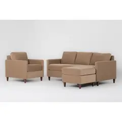 GENERICO - Juego de Sala Seccional Intercambiable + Sofá Thalwin en Tela Chenille