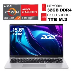 ACER - Laptop RYZEN 7 5700U RAM 32GB SSD 1TB Pantalla 15.6” FULL HD