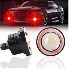 KOBO - Juego de Faros Ojo de Ángel 3´5PuLG Con Aro Rojo Luz Antiniebla Universal 30W COB 12V