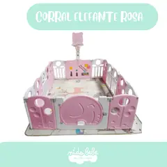 BABY - CORRALITO ELEFANTE 14 PANELES ROSA 150x150