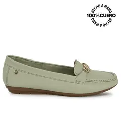 VIALE - Zapato Mocasín Casual CORE-2504 VerdeMenth Cuero