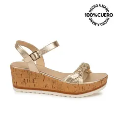 Viale - Sandalia Dorsay Casual ALE-2612 Dorado Cuero