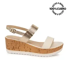 VIALE - Sandalia Strap Casual ALE-2510 HuesoChampagne Cuero